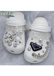 1 Set JIBZ Crocs Charms Designer Luxury Croc Charms for Girls Flower Shoes Rhinestone Accessories Anime Crocs Decoration New