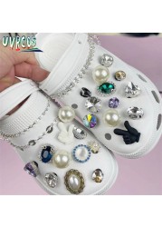 1 Set JIBZ Crocs Charms Designer Luxury Croc Charms for Girls Flower Shoes Rhinestone Accessories Anime Crocs Decoration New