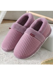 Home Shoes for Men Winter Warm Furry Short Plush Mens Slippers Non-slip Bedroom Shoes Couple Soft Indoor Shoes Male Plus Size 47