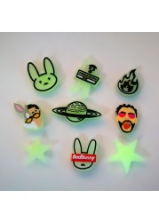 50pcs/lot ipad rabbit pvc glow luminous shoe charms plastic adornment in the dark shoes decoration accessories promotional gift