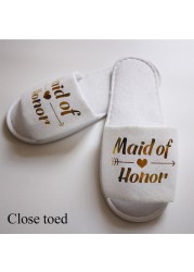 Guest Slipper Hotels Wedding Party Maid of Honor Bridesmaid Slippers Hotel Travel Spa Shoes New Gold Glitter Letter Flip Flop