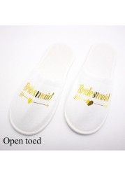 Guest Slipper Hotels Wedding Party Maid of Honor Bridesmaid Slippers Hotel Travel Spa Shoes New Gold Glitter Letter Flip Flop