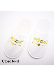 Guest Slipper Hotels Wedding Party Maid of Honor Bridesmaid Slippers Hotel Travel Spa Shoes New Gold Glitter Letter Flip Flop