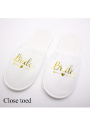 Guest Slipper Hotels Wedding Party Maid of Honor Bridesmaid Slippers Hotel Travel Spa Shoes New Gold Glitter Letter Flip Flop