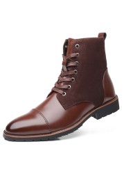 ZYYZYM Autumn Winter Men's Leather Shoes High Quality Cool Motorcycle Boots Size 38-48