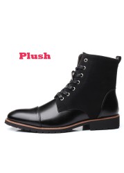 ZYYZYM Autumn Winter Men's Leather Shoes High Quality Cool Motorcycle Boots Size 38-48