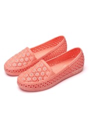 Pofulove Flats Shoes Women Hollow Out Slip On Casual Nursing Shoes Summer Loafers Female Sandals Shallow Beach Breathable Zapatos