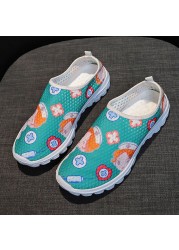 Rimocy Nursing Shoes Women Print Breathable Sneakers Woman Slip On Light Non-slip Flats Ladies Soft Bottom Casual Sneakers