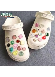 1 Set Handmade DIY Crocs Charms Bling JIBZ Buckle Rhinestone Accessories Metal Chain Clog Garden Shoe Decoration Girls 지지