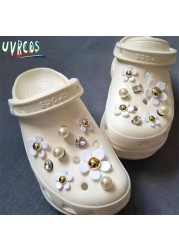 1 Set Handmade DIY Crocs Charms Bling JIBZ Buckle Rhinestone Accessories Metal Chain Clog Garden Shoe Decoration Girls 지지