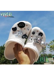 1 Set Handmade DIY Crocs Charms Bling JIBZ Buckle Rhinestone Accessories Metal Chain Clog Garden Shoe Decoration Girls 지지