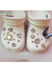 1 Set Handmade DIY Crocs Charms Bling JIBZ Buckle Rhinestone Accessories Metal Chain Clog Garden Shoe Decoration Girls 지지