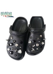 1 Set Handmade DIY Crocs Charms Bling JIBZ Buckle Rhinestone Accessories Metal Chain Clog Garden Shoe Decoration Girls 지지