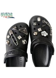 1 Set Handmade DIY Crocs Charms Bling JIBZ Buckle Rhinestone Accessories Metal Chain Clog Garden Shoe Decoration Girls 지지