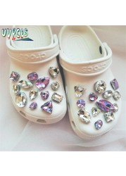 1 Set Handmade DIY Crocs Charms Bling JIBZ Buckle Rhinestone Accessories Metal Chain Clog Garden Shoe Decoration Girls 지지