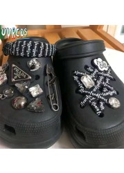 1 Set Handmade DIY Crocs Charms Bling JIBZ Buckle Rhinestone Accessories Metal Chain Clog Garden Shoe Decoration Girls 지지