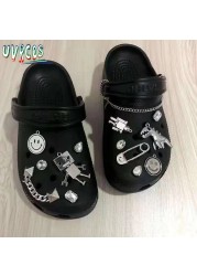 1 Set Handmade DIY Crocs Charms Bling JIBZ Buckle Rhinestone Accessories Metal Chain Clog Garden Shoe Decoration Girls 지지