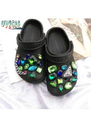 1 Set Handmade DIY Crocs Charms Bling JIBZ Buckle Rhinestone Accessories Metal Chain Clog Garden Shoe Decoration Girls 지지