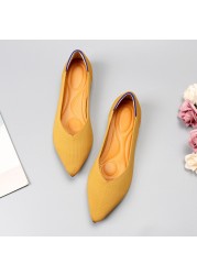 Woman Knit Pointed Shoes 2022 Women's Flat Shoes Ballet Shoes Moccasin Mixed Color Shoes Soft Pregnant Shoes Zapatos De Mujer