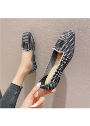 2021 Women Flat Knitted Square Toe Colorblock Soft Ladies Zapatos De Sport Zapatillas Mujer Ballet Breathable Moccasins