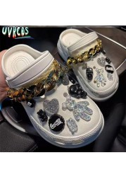 لطيف Crocs السحر الفاخرة مصمم حجر الراين بلينغ اللؤلؤ سلسلة ل Croc حذاء زهرة اكسسوارات هدية ل تسد فتاة