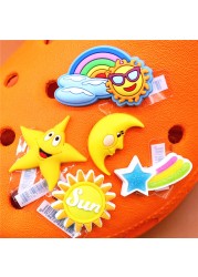 Original Space Alien Designer Shoe Charms 5pcs/lot Croc Buckle Luxury Accessories Rainbow Sun Clog Dog Jewelry Decorations Jibz