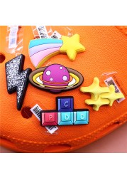 Original Space Alien Designer Shoe Charms 5pcs/lot Croc Buckle Luxury Accessories Rainbow Sun Clog Dog Jewelry Decorations Jibz