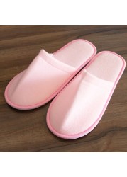 1 Pair Simple Unisex Solid Color Slippers Hotel Travel Spa Portable Men Slippers Disposable Guest Home Indoor Cloth Men Slippers