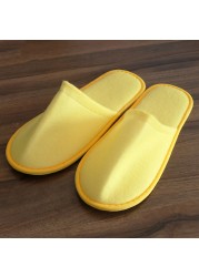 1 Pair Simple Unisex Solid Color Slippers Hotel Travel Spa Portable Men Slippers Disposable Guest Home Indoor Cloth Men Slippers