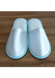 1 Pair Simple Unisex Solid Color Slippers Hotel Travel Spa Portable Men Slippers Disposable Guest Home Indoor Cloth Men Slippers