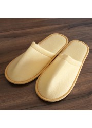 1 Pair Simple Unisex Solid Color Slippers Hotel Travel Spa Portable Men Slippers Disposable Guest Home Indoor Cloth Men Slippers