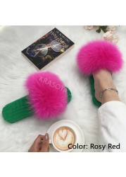 Ladies Slippers Flat Flip Flops Women Shoes Soft Luxury House Platforms Sandals Real Fur Slides Summer Fluffy Fashion Slippers