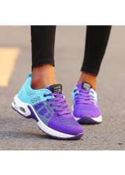 Women's shoes breathable light comfortable sports shoes running shoes white mesh wedges casual chunky vulcanize shoes