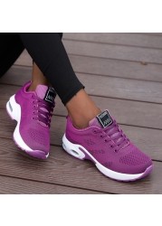 Women's shoes breathable light comfortable sports shoes running shoes white mesh wedges casual chunky vulcanize shoes