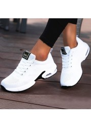 Women's shoes breathable light comfortable sports shoes running shoes white mesh wedges casual chunky vulcanize shoes