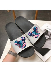 Women Cartoon Slippers Summer Indoor Slippers Cute Animal Beach Flip Flops Bathroom Home Slippers Non-slip Bathroom Home Slides