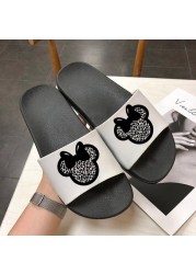 Women Cartoon Slippers Summer Indoor Slippers Cute Animal Beach Flip Flops Bathroom Home Slippers Non-slip Bathroom Home Slides