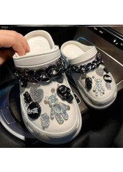 Luxury Charms for Crocs JIBZ Designer Clog Shoes Embellishment Flower Metallic Pearl Shoe Accessories Bling Rhinestone Croc Charms