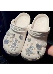 Luxury Charms for Crocs JIBZ Designer Clog Shoes Embellishment Flower Metallic Pearl Shoe Accessories Bling Rhinestone Croc Charms