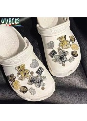 Luxury Charms for Crocs JIBZ Designer Clog Shoes Embellishment Flower Metallic Pearl Shoe Accessories Bling Rhinestone Croc Charms