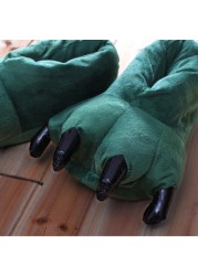 2020 new winter warm soft indoor floor slippers women children paw shoes funny animal christmas monster dinosaur claw plush home