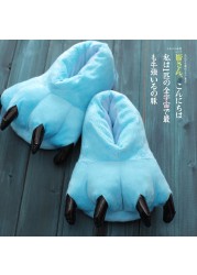 2020 new winter warm soft indoor floor slippers women children paw shoes funny animal christmas monster dinosaur claw plush home