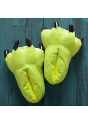 2020 new winter warm soft indoor floor slippers women children paw shoes funny animal christmas monster dinosaur claw plush home