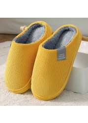 2021 winter women slippers eva waterproof warm plush home shoes ladies non-slip indoor soft sole cotton slides couple shoes