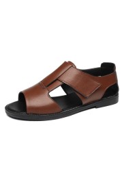 High Quality Breathable Leather Men Sandals Summer Shoes Beach Shoes Casual Style Black Brown Plus Size