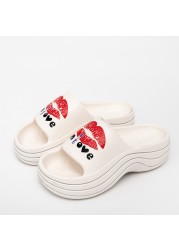 Sexy Lips Print Women Summer Slippers Fashion EVA Thick Platform Beach Sandal Home Slippers Non-slip Flip Flops for Women