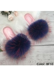 fluffy slippers women real fur home slides summer crystal rhinestones shoes for women flip flops with fur jelly sandals women