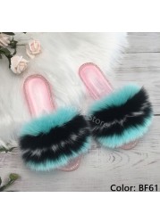 fluffy slippers women real fur home slides summer crystal rhinestones shoes for women flip flops with fur jelly sandals women