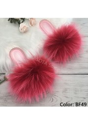 fluffy slippers women real fur home slides summer crystal rhinestones shoes for women flip flops with fur jelly sandals women