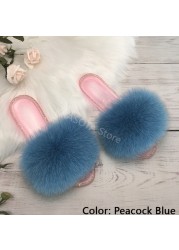 fluffy slippers women real fur home slides summer crystal rhinestones shoes for women flip flops with fur jelly sandals women